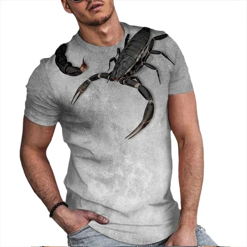 3D Printed Scorpion T-Shirt For Men Insect Pattern Tees Summer Fashion Casual Round Neck Tops Street T Shirts Loose Short Sleeve