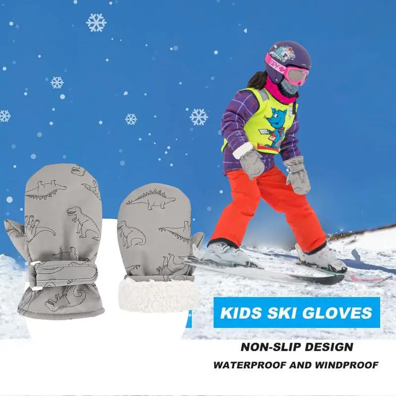 Kids Mittens Winter Waterproof Child Ski Gloves Warm Snow Gloves Winter Waterproof Gloves Toddler Gloves Kids Mittens With