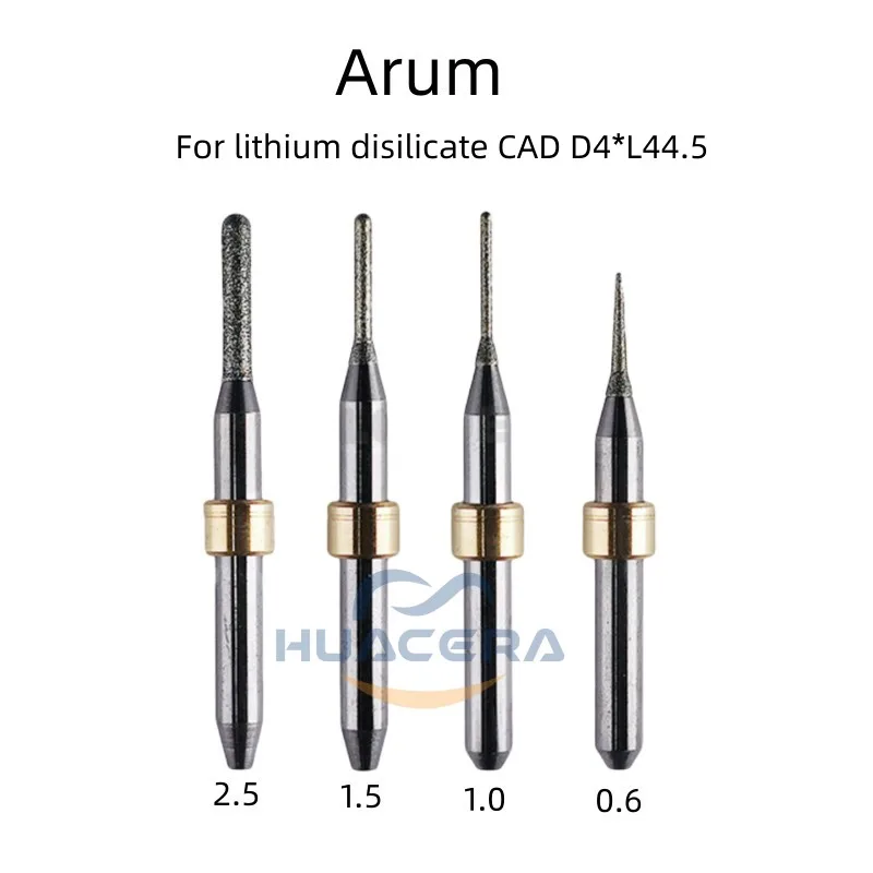 Frese per fresatura dentale Arum rettifica disilicato al litio D4 gambo 0.6/1.0/1.5/2.5mm strumento per molatura dentale