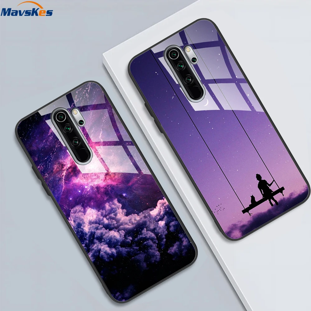 Tempered Glass Phone Case For Xiaomi Redmi Note 8 Pro Silicone Bumper Back Cover for Redmi Note8 Note 8 Pro 8T Case Cover Coque
