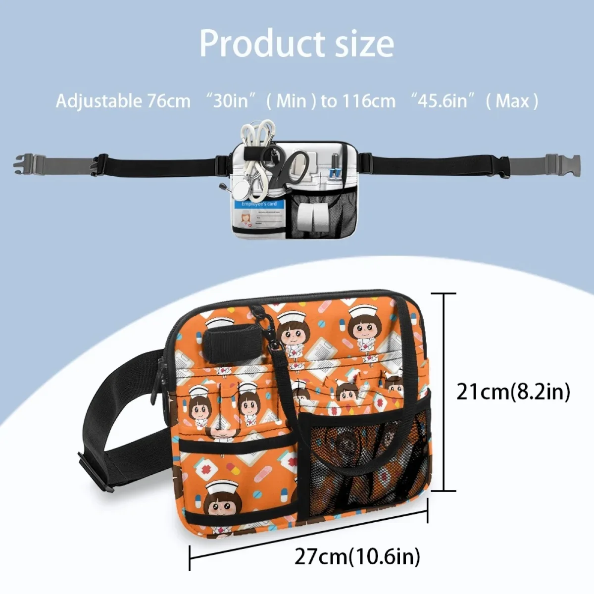 Prático multi bolso Fanny Pack para enfermagem médica, bolsa de ombro profissional, kit médico, tesoura ferramenta de cuidado, enfermeira