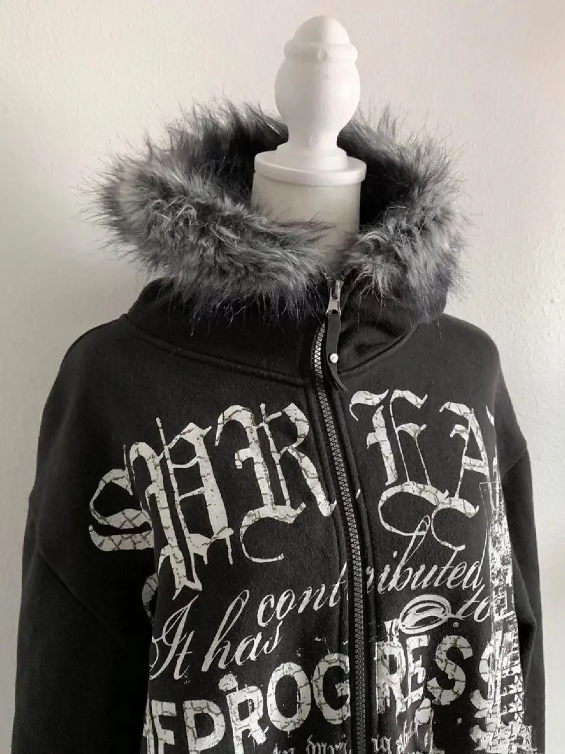 Y2k Punk Sweatshirs Subculture Long Sleeve Faux Fur Hoodies Casual Women Autumn Vintage Harajuku Sexy Style Girl Streetwear