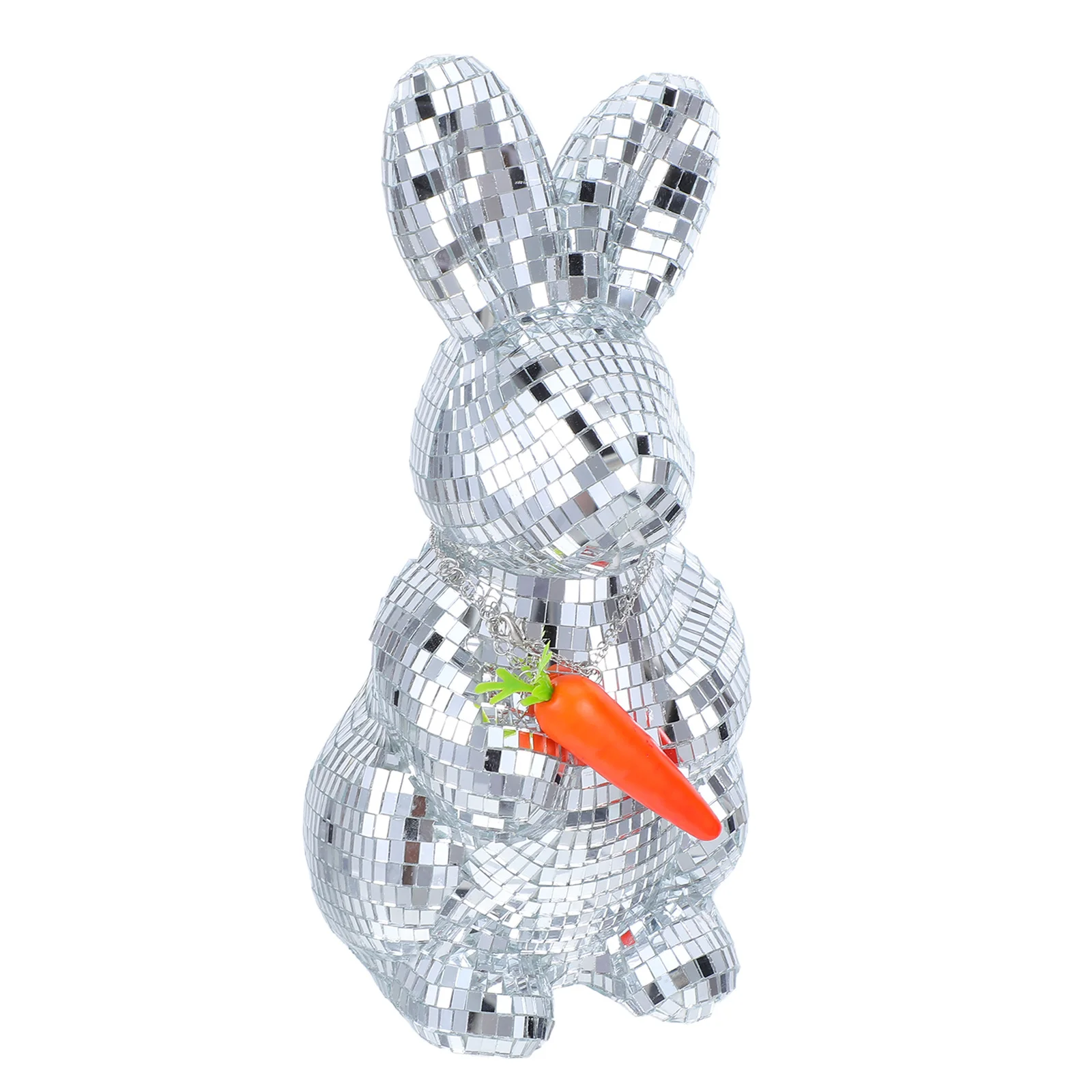 

Disco Rabbit Decor Mosaic Glass Bunny Statue Mirror For Easter Table Centerpiece Spring Decoration Retro Party Props Shelf