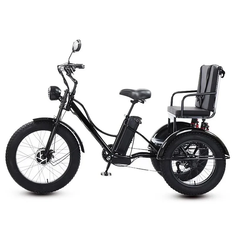 24-inch Seat Design Wide Tire Pedal Tricycle Snow Land Universal Electric Tricycle, 1pcs