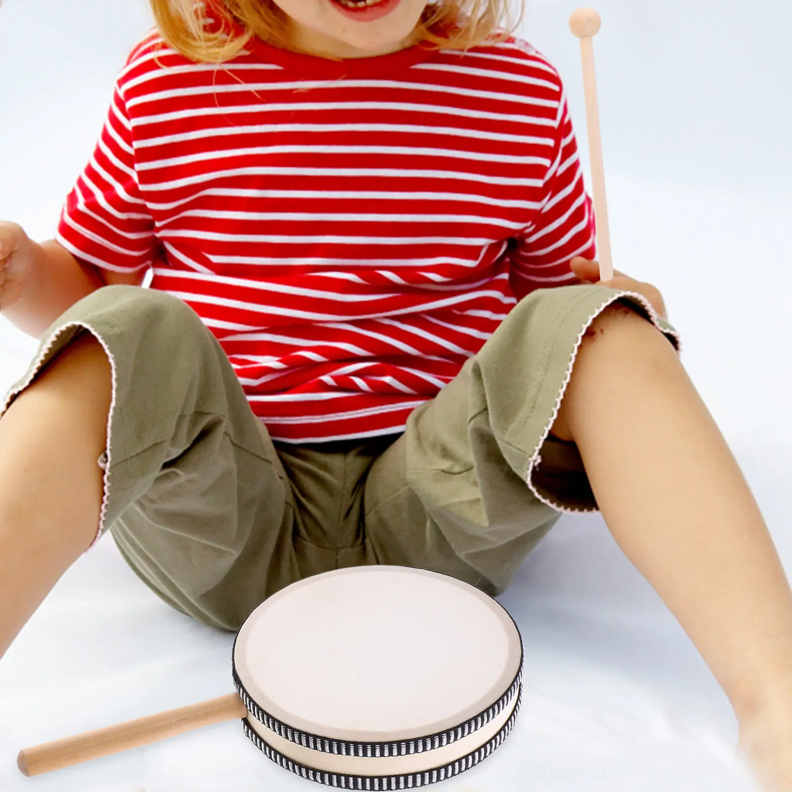 1Set Hand Drum Wooden Hand Drum Set Portable Easy Grip Percussion Instrument for Music Enlightenment Education
