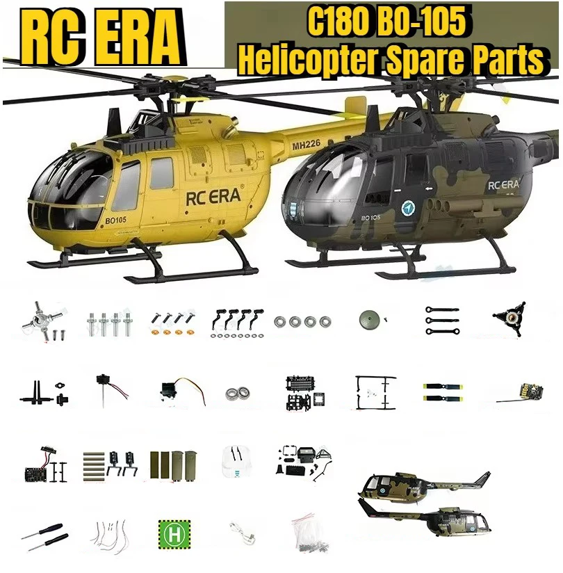 RC ERA C180 BO-105 RC Helicopter Spare Parts Fuselage Rotor Head Connecting Rod Servo Motor Landing Gear Tail Rotor Receiver