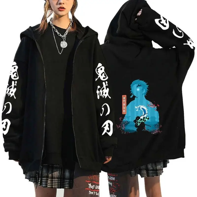 Demon Slayer Anime Peripherals Large Size Hooded Sweatshirt Men Women Harajuku Casual Jacket Spring Cartoon Coat Holiday Gifts