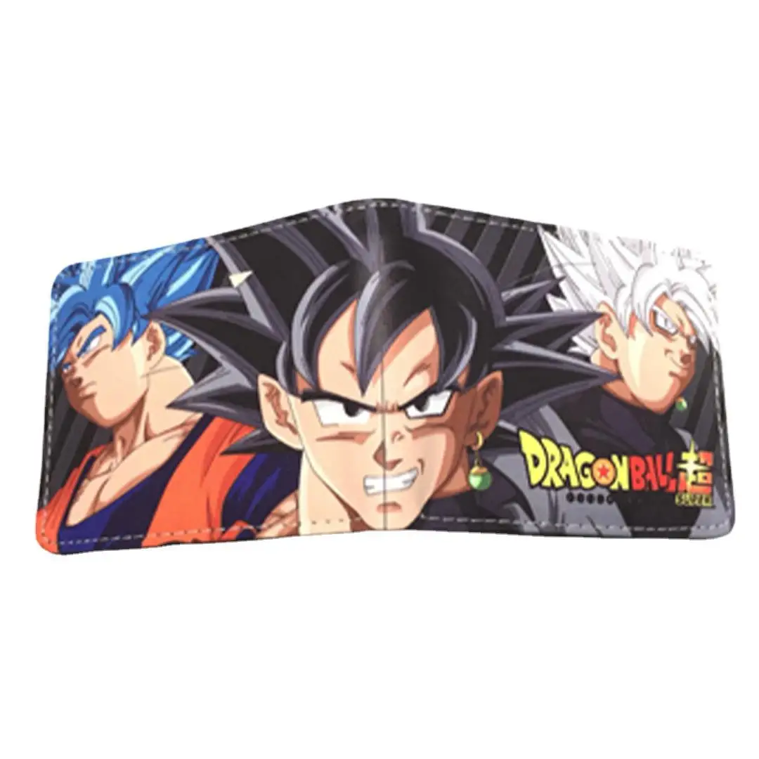Cartera de PU de dibujos animados de Super Saiyan Anime Dragon Ball, monedero plegable Simple creativo, tarjeta multifuncional, regalo para niños