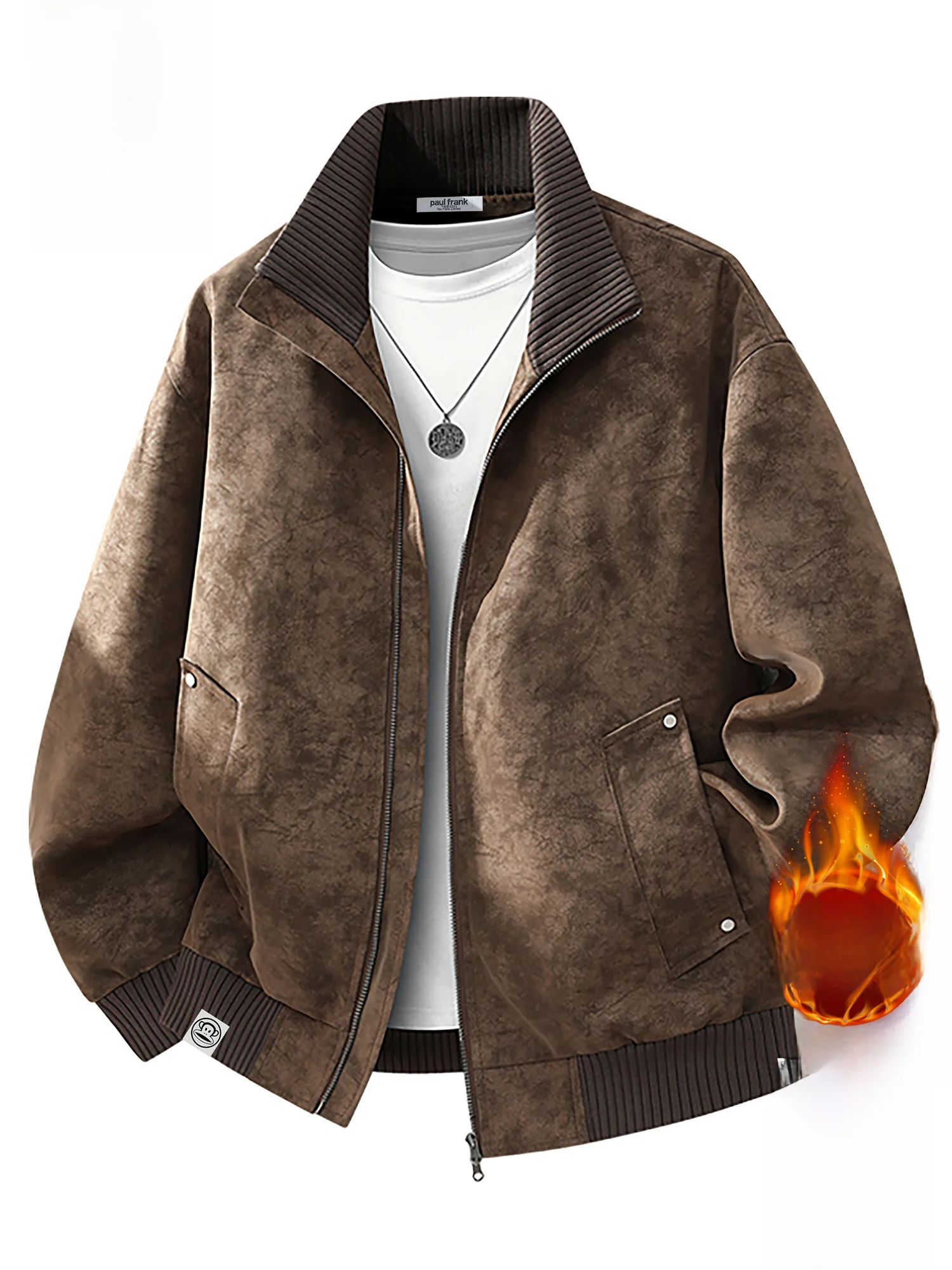 

Мужская утепленная куртка Paul Frank на флисовой подкладке, свободного кроя, повседневная верхняя одежда, зимняя новинка, ретро-стиль, молодежный тренд