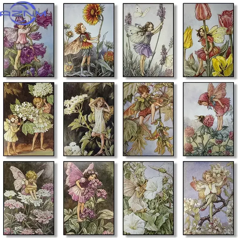 Blumenfee Cicely Mary Barker Vintage-Leinwanddrucke, Kinderzimmer-Wandkunst, Dekoration für Kinderzimmer, Heimdekoration, Poster, Bild