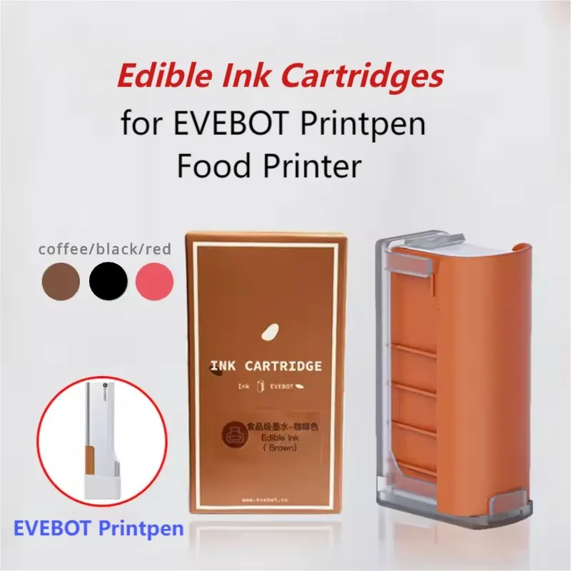 

Original Food Ink Cartridges for EVEBOT Printpen Inkjet Printer Support Print On Milk Tea Coffee Macaron Bread Biscuit Beer