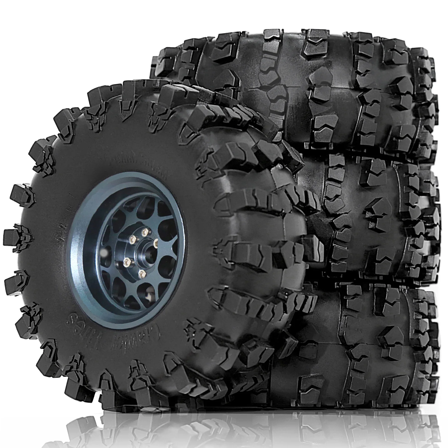 4 pezzi RC 2.2 Beadlock Cerchioni e pneumatici cingolati in gomma per 1/10 RC Crawler Axial SCX10 RBX10 Wraith 90048 90018 Traxxas TRX4