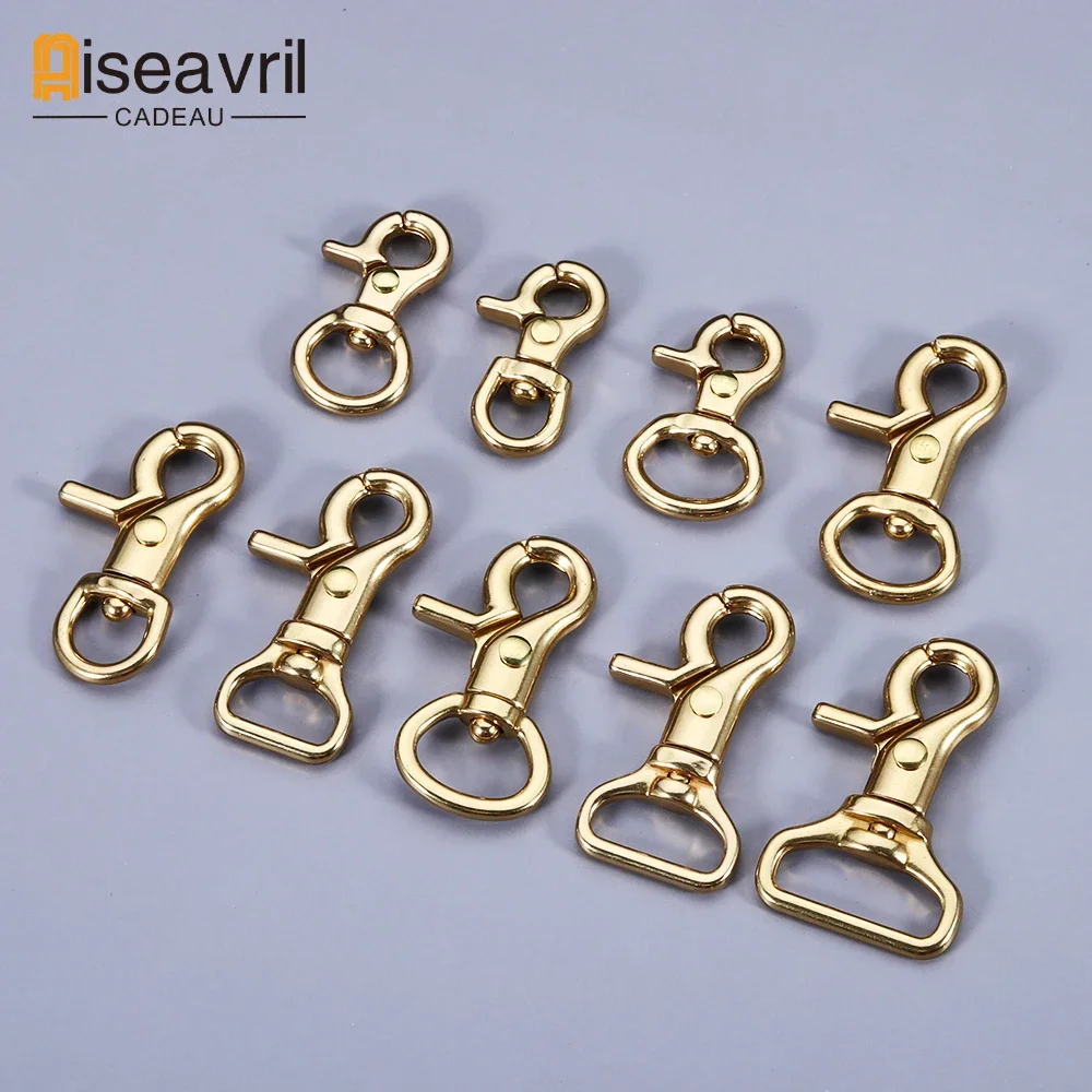 3pcs/5pcs Solid Brass Heart Swivel Trigger Snap Hooks Keychain Lobster Clasp with O Ring Leather Craft DIY Wallet Chain