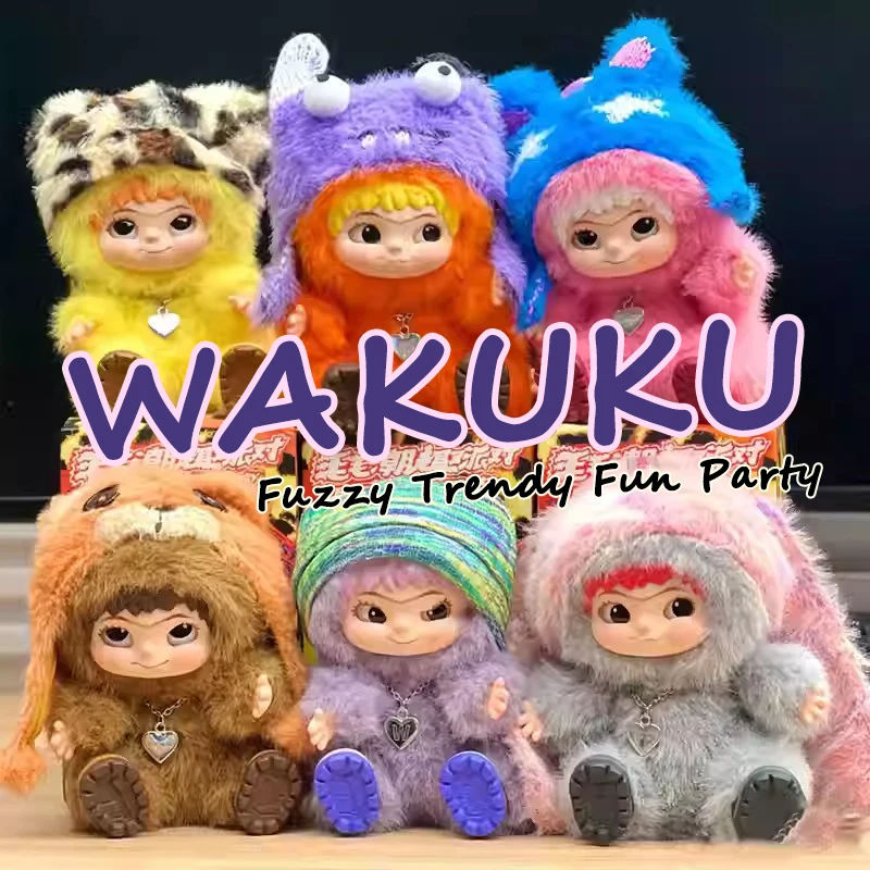 

Wakuku Fuzzy Trendy Fun Party Series Blind Box Vinyl Cute Plush Toys Desktop Ornament Backpack Pendants Keychain Decorative Gift