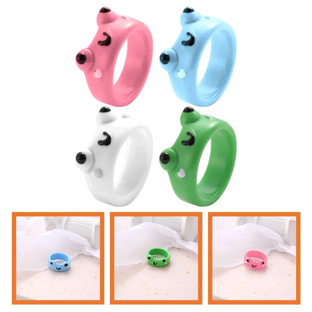 

4 Pcs Rings Frog Resin Cute Ornaments Animals Finger Personality Adorable Frogs Design Party Toy Jewelry Miss