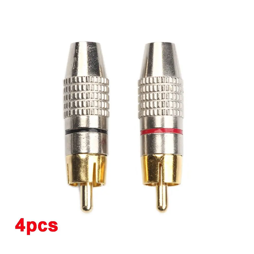 

Non Solder 4pcs AV Audio Video Cable Connector RCA Male Plug RCA Adapter