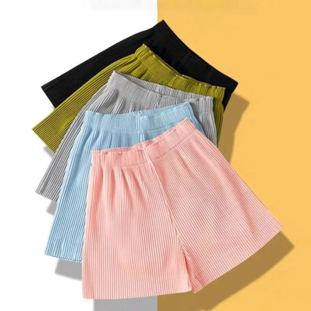 Summer Pleated a-line Shorts New High Waisted Korean Version Chiffon Capris Solid Color Temperament Slim Fitver Satile Shorts