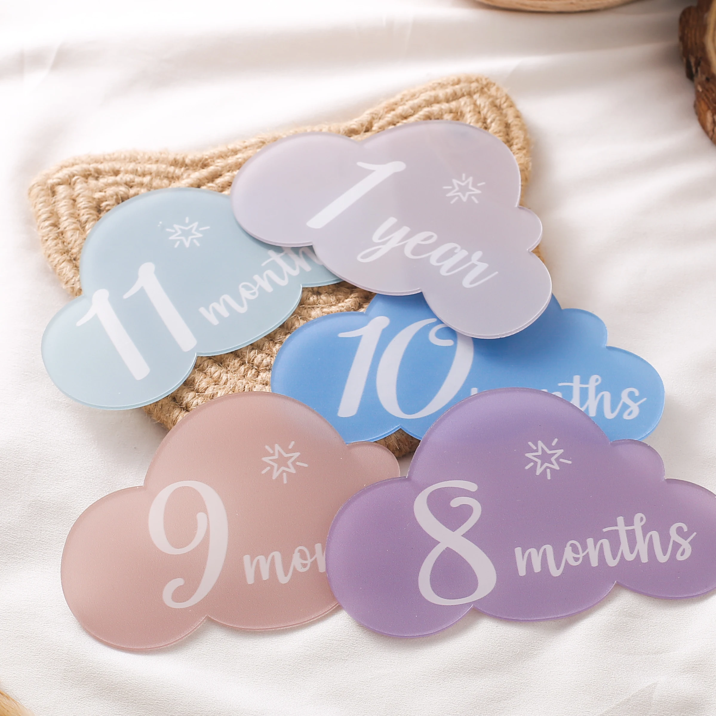 Acrylic Milestone Baby Monthly Grow Memorial Cards 0-12Months Newborn Age Grow up Commemorate Photo Photography Accessories Gift