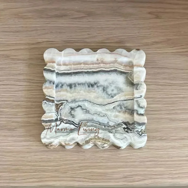 French Vintage Wabi Sabi Natural Marble Tray Korean Blogger Designer Ins Style Storage Aromatherapy Tray