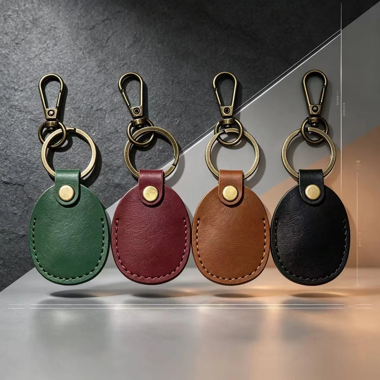 Unisex PU Leather Custom Keychain Access Card Holder Community Waterdrop IC Sensor Bag Charm Personalized Car Key Ring Access