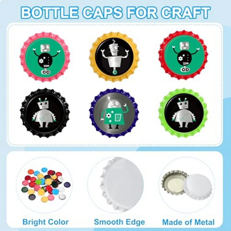 160 PCS Bottle Caps For Crafts, 1 Inch Decorative Metal Beer Bottle Caps Bulk Flattened Charm For DIY Craft