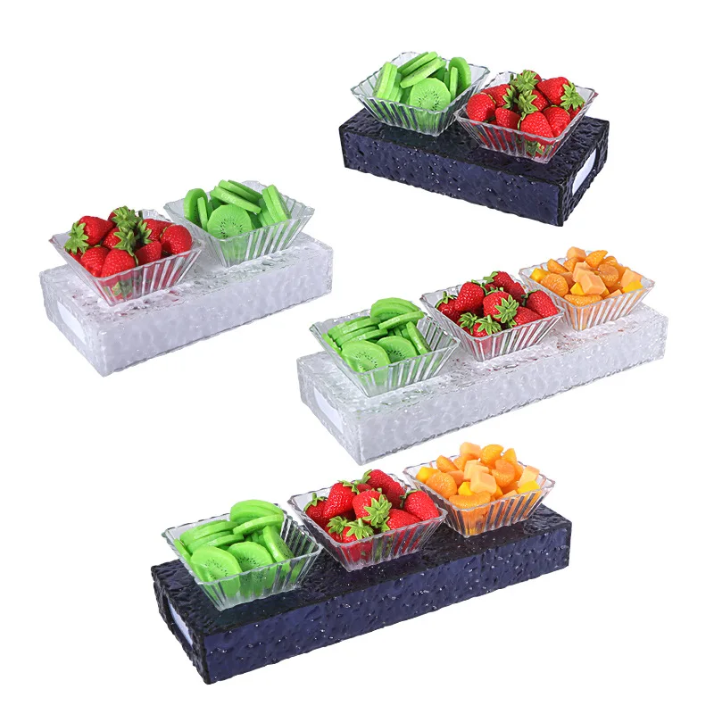 

special fruit tray holder multi-grid snack plate ice pattern frozen acrylic LED luminous grid