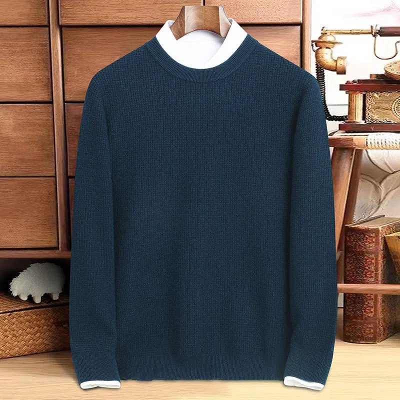 Men O-Neck Cashmere Thicken Sweater Handsome Fashion Korean Casual Warm Short Sweater Autumn Winter Male Knit Pullover Sweater