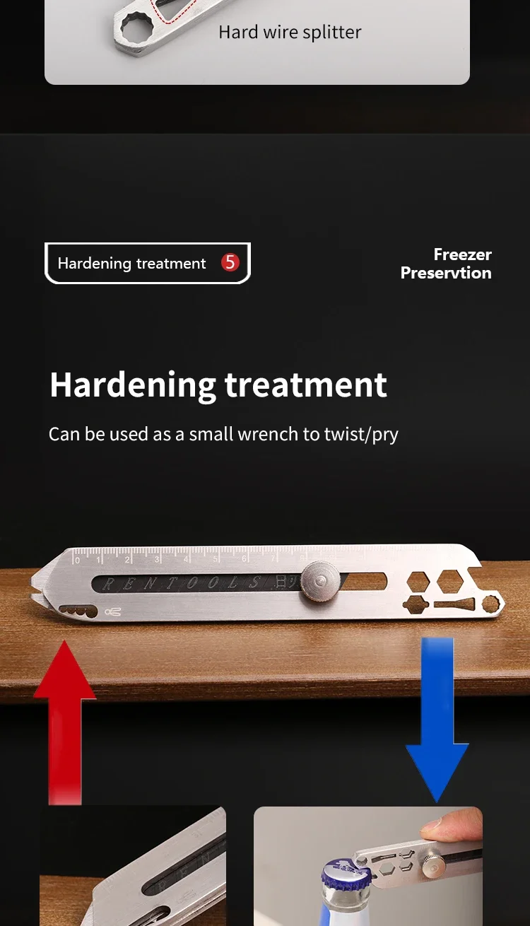 10-in-1-Allzweckmesser, multifunktionales Hochleistungsmesser aus Edelstahl zum Abisolieren von Draht, vollmetallverdicktes Tapetenmesser, Ea – Detail 7