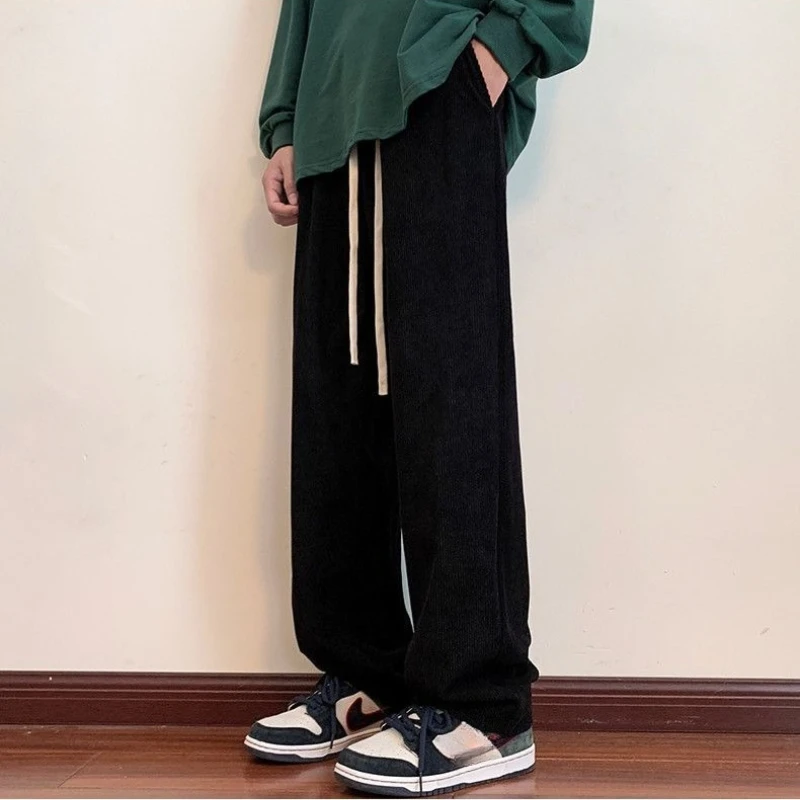 Retro Brown Wide Leg Corduroy Pants Spring Autumn Warm