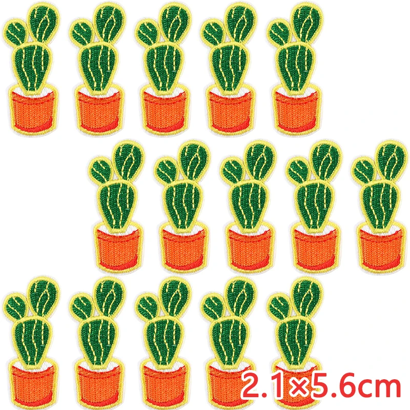 10 Stück viel grüne Pflanze im Freien Eisen auf Patches für Kleidung gestickte Naszywka Aufkleber Groß packung nähen kleine DIY Jacke Parches – Detail 4