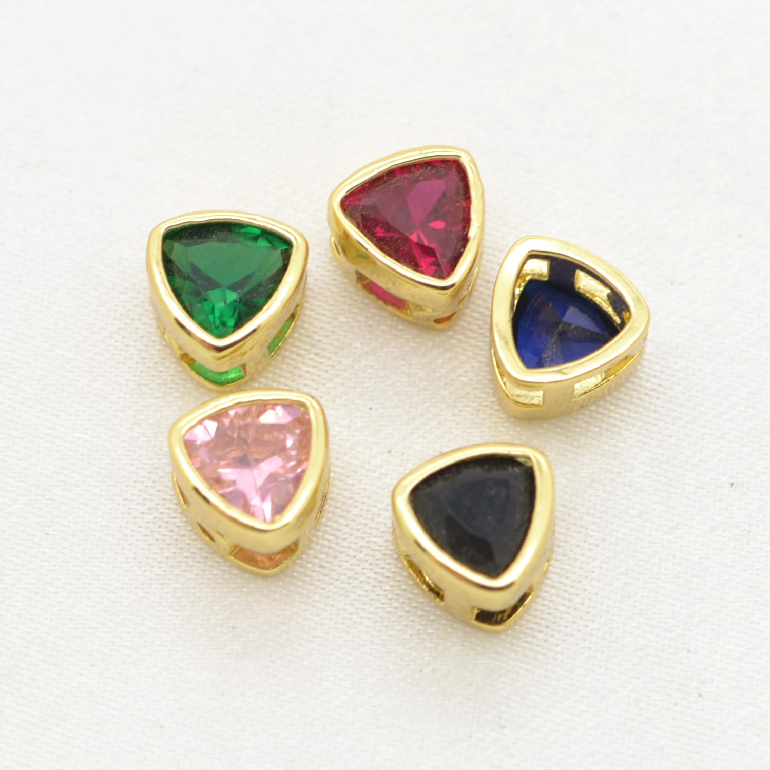 7*7mm Triangular DIY Jewelry Accessories Colorful Beads To Make Bracelets Material Brass Edge Fine Zircon Fine Zircon Wholesale