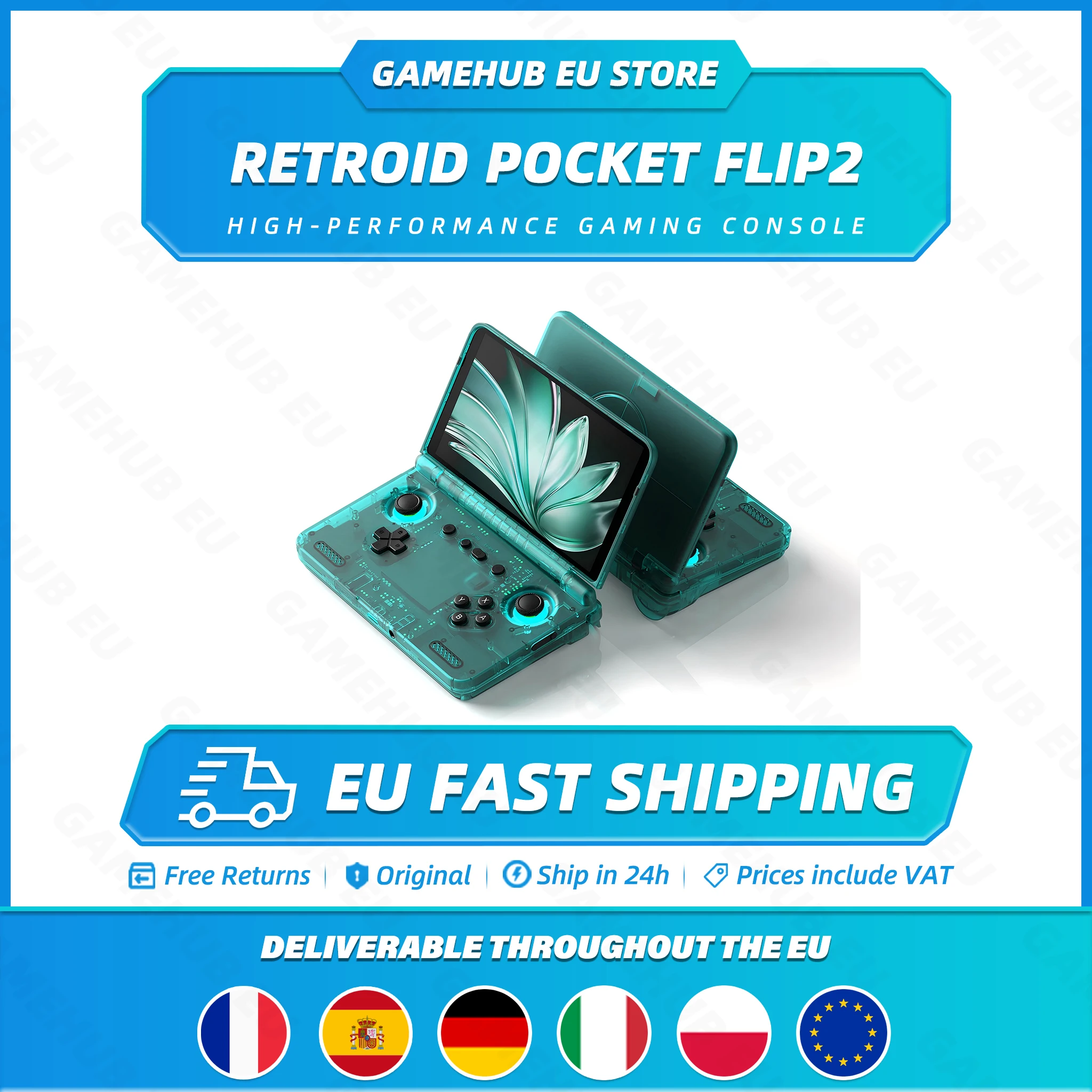 Retroid Pocket Flip2 Handheld Game Console 5.5'' AMOLED Screen Video Output MTK Snapdragon Processor Fans Cooling Fast Charging