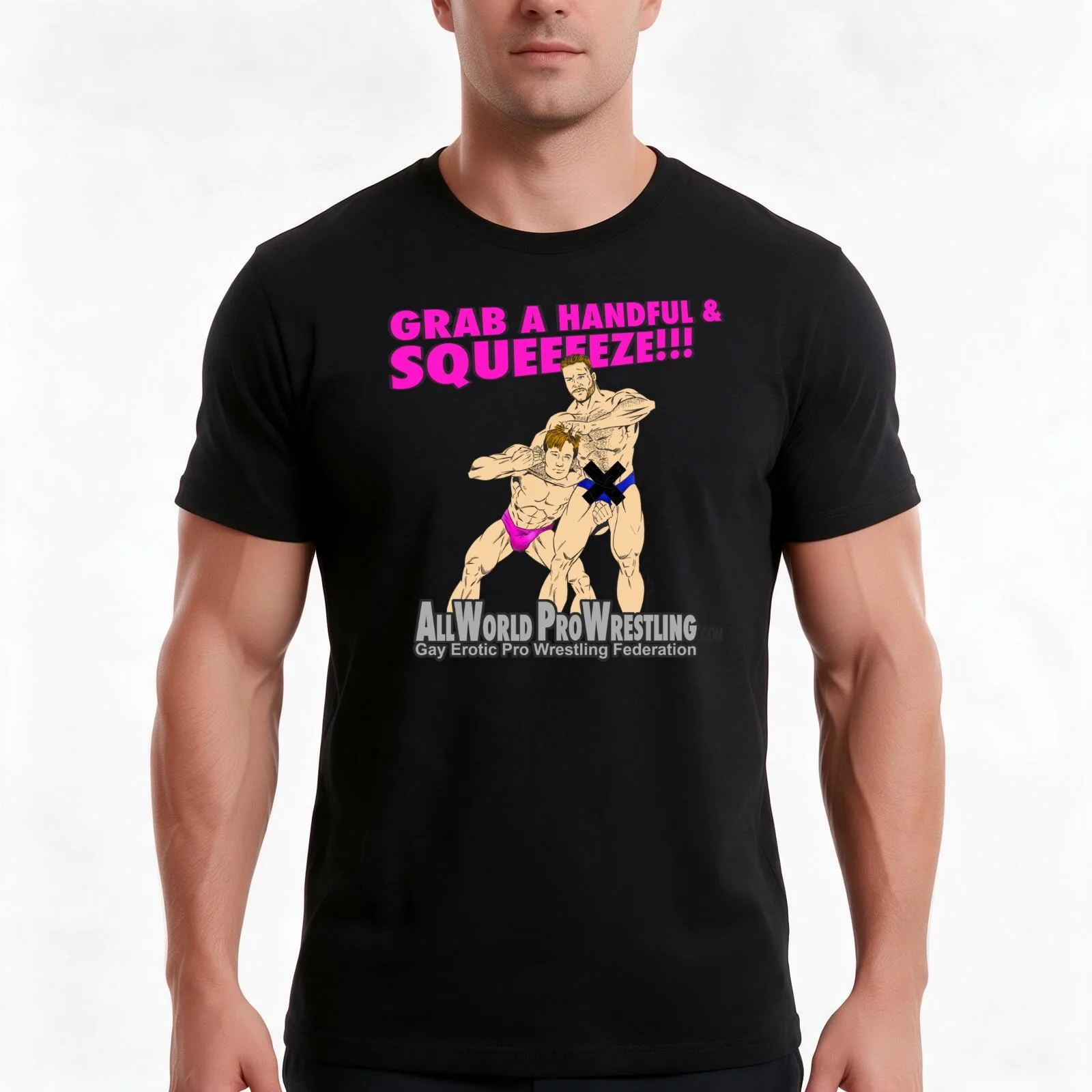 Squeeze - Gay Pro Wrestling Men T Shirt t shirts designer