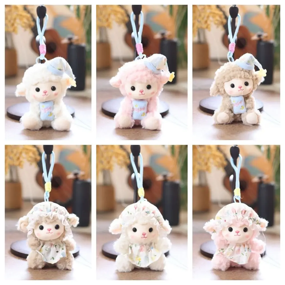 Car Key Chain Cute Sheep Keychain Cartoon Dressed Lamb Cartoon Animal Stuffed Soft 13cm Size Lamb Bag Charm Key Decoration