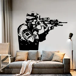 Military Soldier Army Wall Sticker Modern Home Decor Boys Teens Room Bedroom Game Room Decals Self-adhesive Mural Poster 4884
