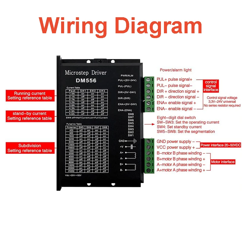 Microstep Motor Driver DM542 DM556 Suitble for 42 57 Stepper Motor Nema17 Nema23 Supply Voltage 20-50V DC 1-5.6A