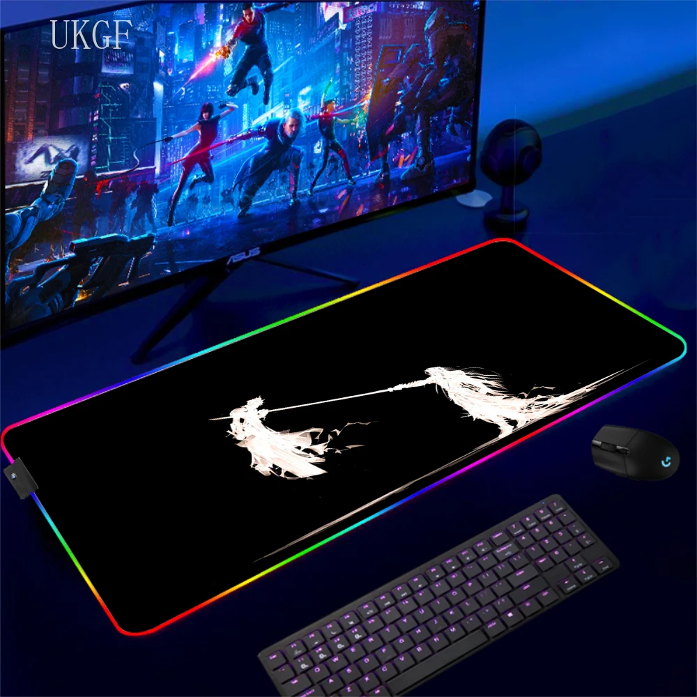 Large Gamer Final Fantasy XIV Mouse Pad Led Mousepad Rgb Computer Teclado Accessories Desk Mat Game Office Deskmat With Backlit