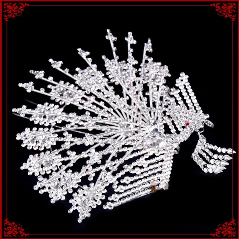 Chinese Traditional Opera Headdress Beijing Opera Huadan Qingyi Water Diamond Nine-tailed Phoenix Hairpin Cultural Cosplay ﻿