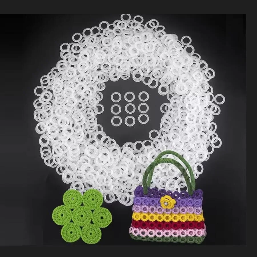 50/100/200Pcs/1Set White Plastic Crochet Loop Rings, 2cm Round O-Ring for DIY Hand-Knitting Bag Accessory and Crafting Supplies