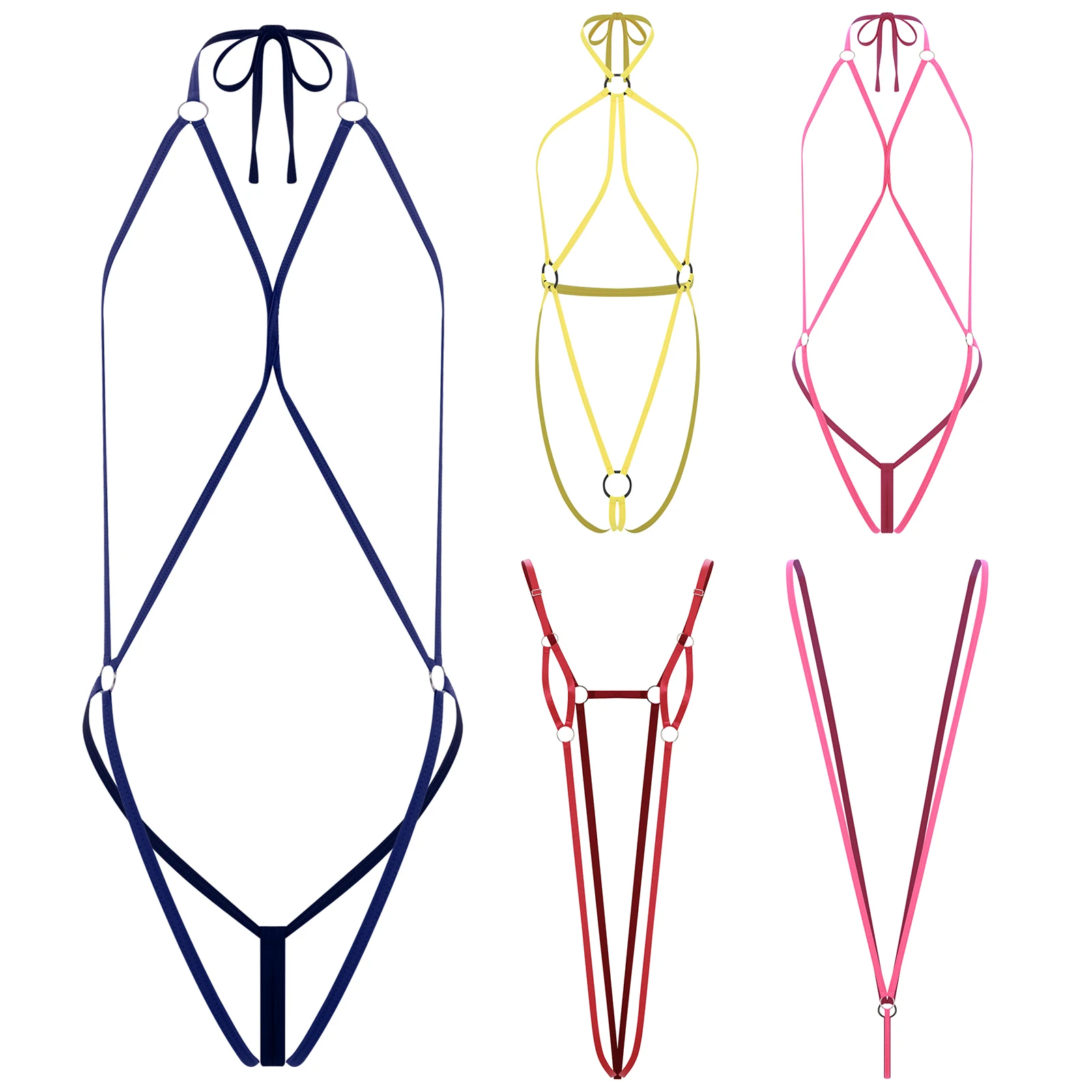 Женский купальник-бикини, нижнее белье с открытыми ремнями, стринги, цельный боди на бретельках для частного бассейна, купальный костюм, свидание в ночное время