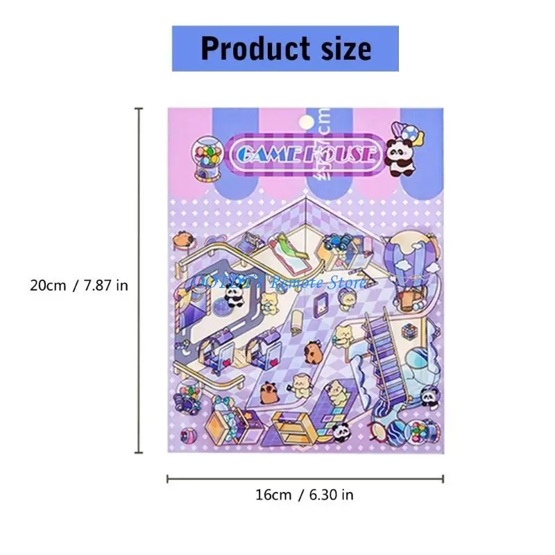 DXAB Miniature Scene Sticker Miniature Minuated Cabin Scene Scener for Scrapbooking