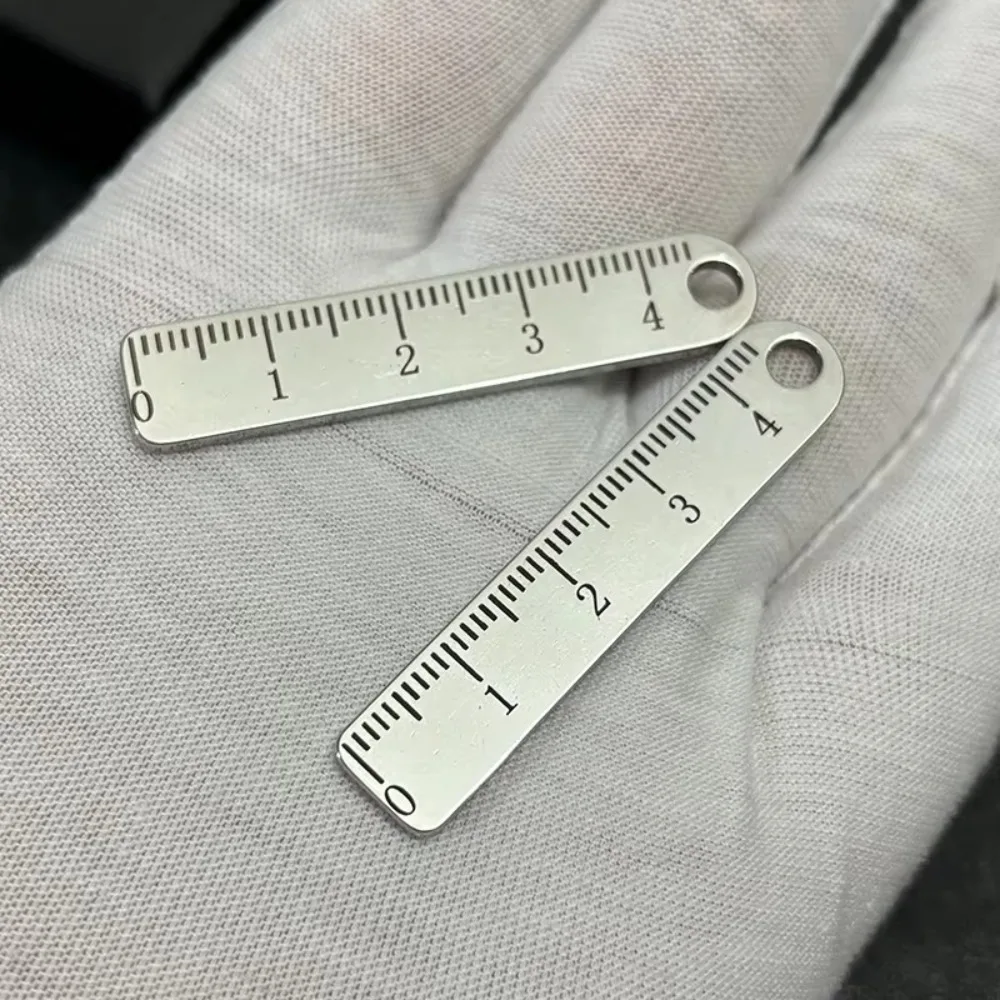 Portable Stainless Steel Mini Ruler Anti Lost Small Size Metal Ruler Keychain Keychain School Supplies
