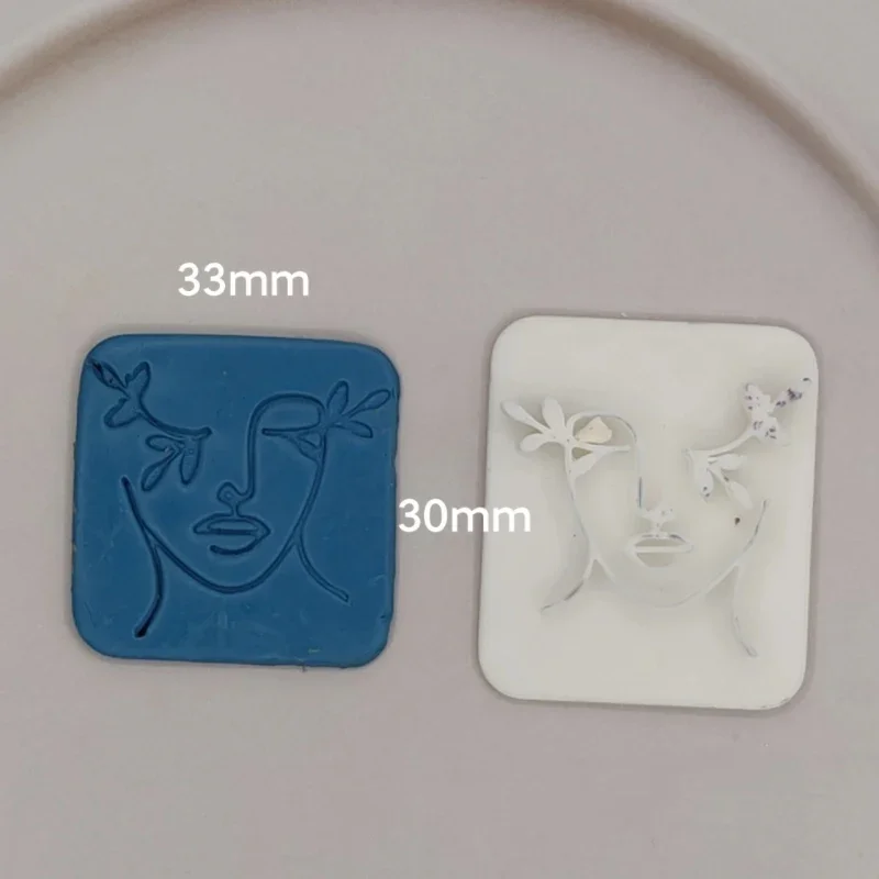 Soft Pottery Polymer Clay Mold Abstract Face Line Clay Stamp Texture Mat Clay Cutter for Earring Jewelry Pendant Making