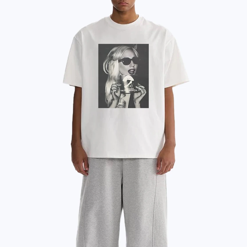 

Popular 2025 Lady Gaga vintage Unisex streetwear 100% Cotton Oversized t-shirt Summer short sleeve Men Women t-shirts Loose Top