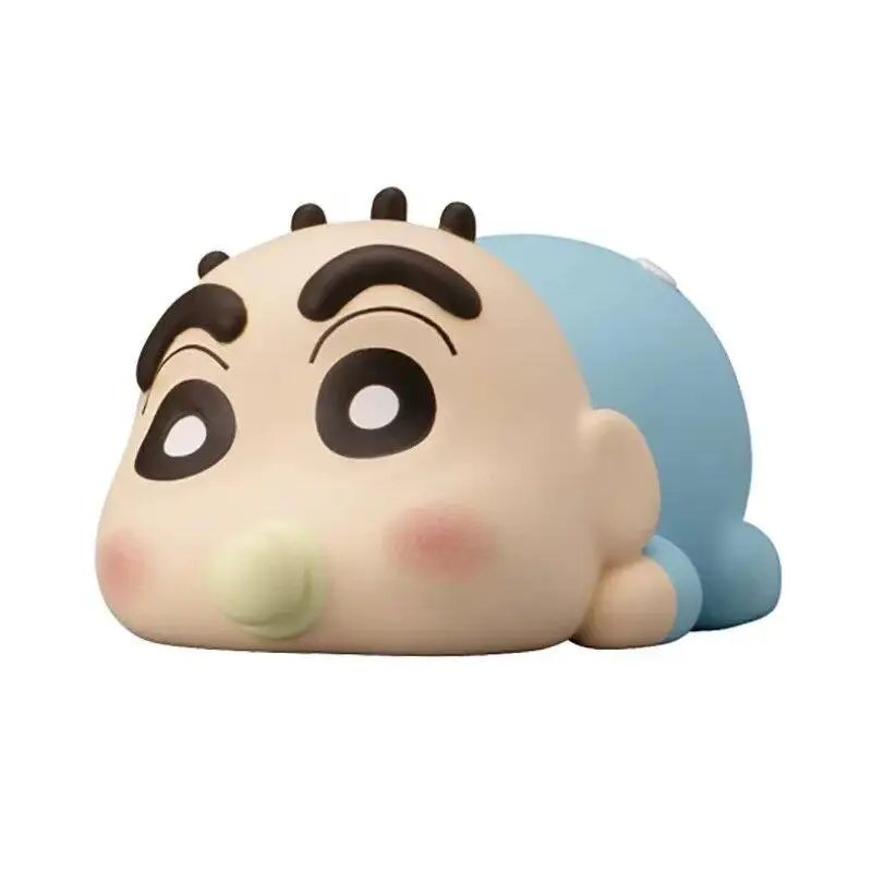 Bandai Gashapon Crayon Shin Chan Soft Vinyl Lying Q Version Figures Atsushi Shiro Food Toy Ornaments Festival Gift Toy Gift