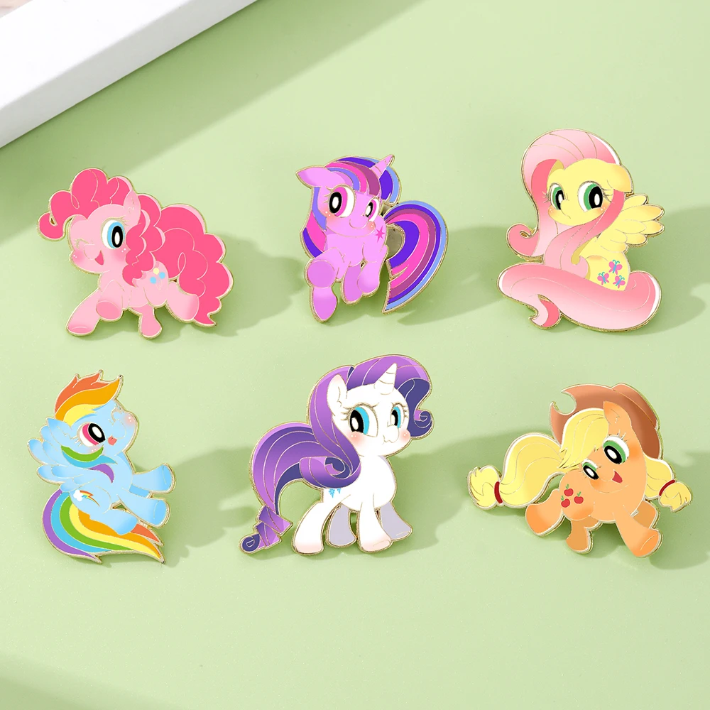 My Little Pony Pins 6 stuks Set UV Gedrukt Emaille Pins Stripfiguur Collectie Broches voor MLP Fans Meisjes Kids gift