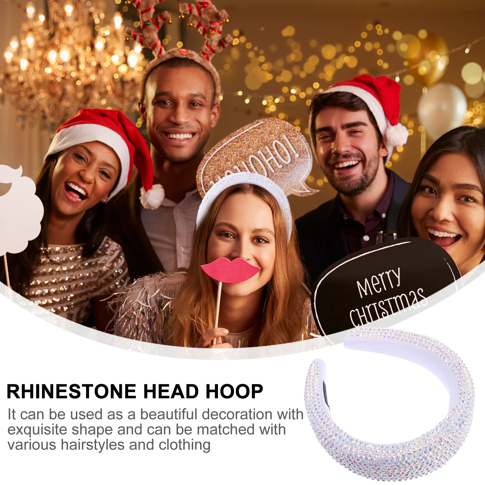 

Girls Hair Accessories Wide Brim Rhinestone Headband Padded Sponge Headwear Sparkly Hoop Party Costume Decoration