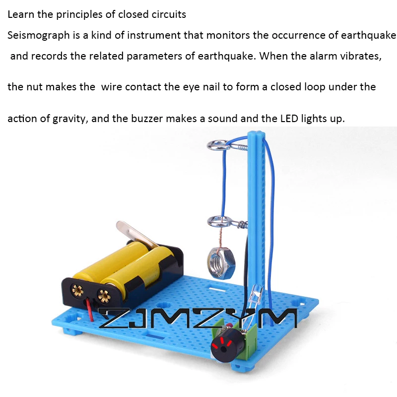 Terremoto Som e Alarme Leve para Crianças, Equipamento Experimental Científico, DIY, Manual