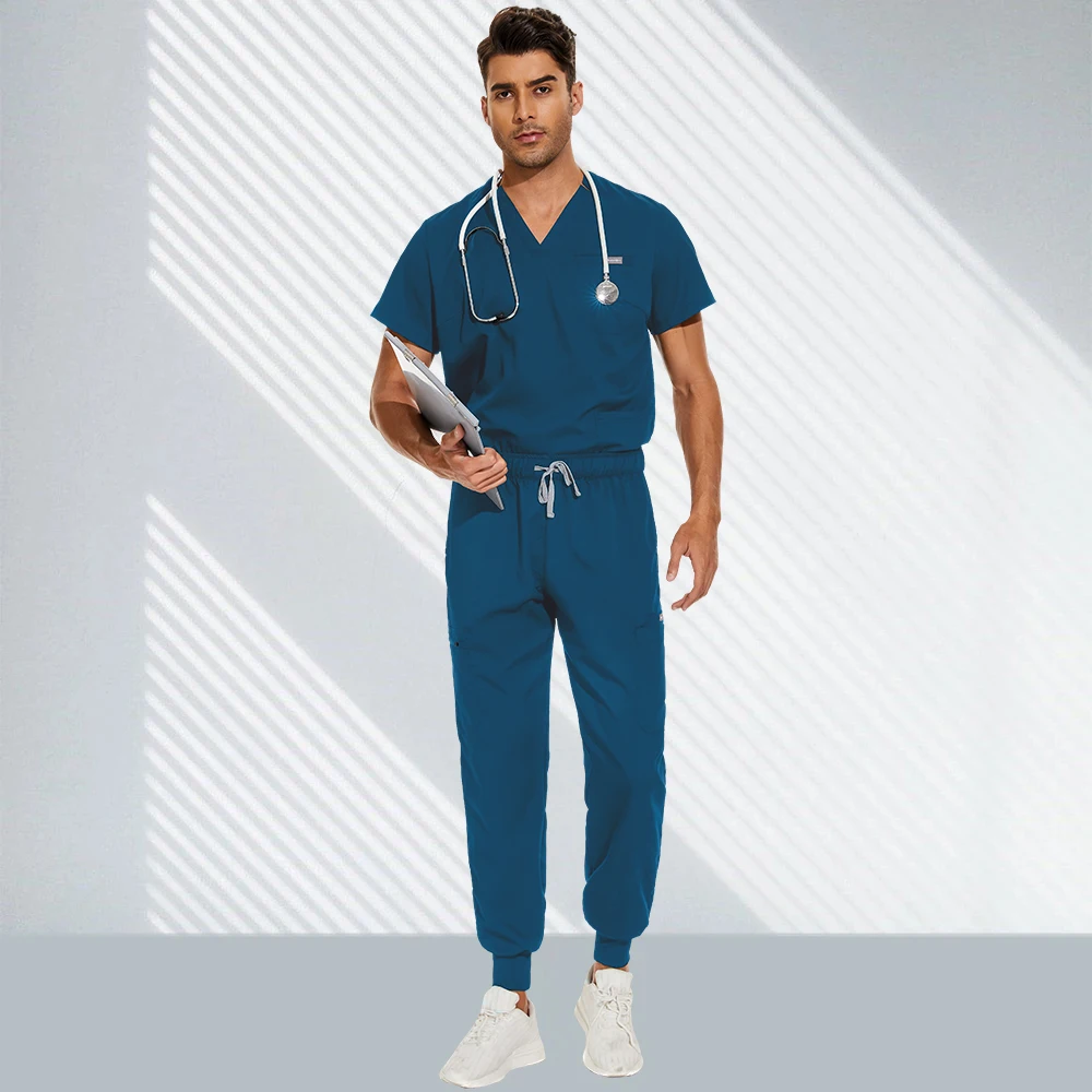 Krankenhaus Arzt Pflege Set Unisex Großhandel Casual Jogger Anzüge Kurzarm V-ausschnitt Tops Krankenschwester Hosen Apotheke Medizinische Uniformen – Detail 25