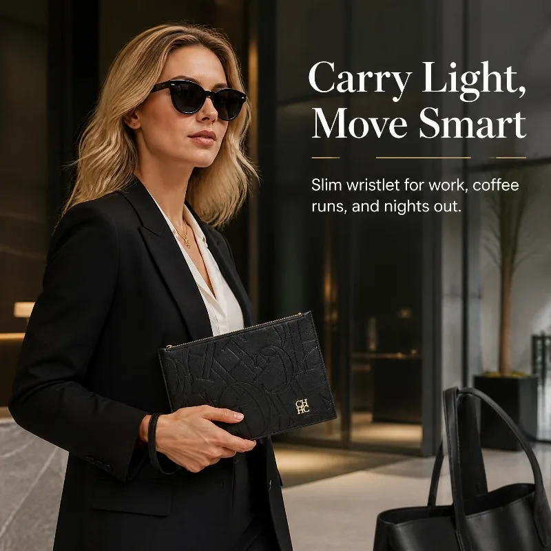CHHC New Unisex Card Holder Wallet Fashion Coin Pocket Slim Case Real Texture Letter Print Minimalist Classic Purse